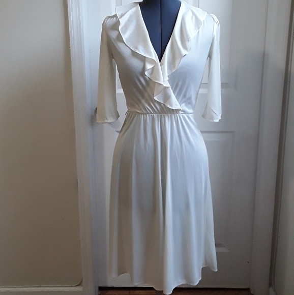 Vintage Dresses & Skirts - Vintage 80s Summer Day Dress Off White Size 4